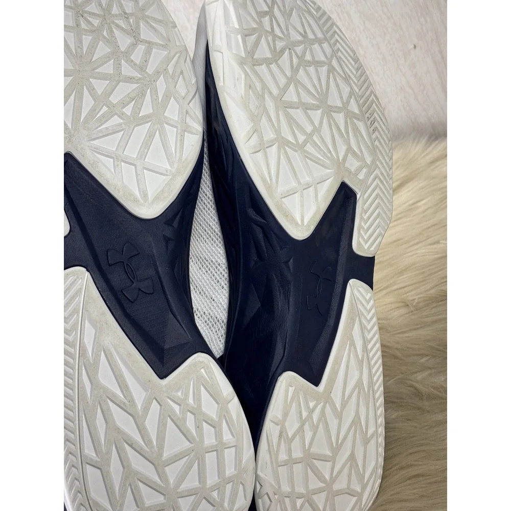 Under Armour Jet Mid Basketball Shoes Mens 16 White Navy Red High Top Sneakers